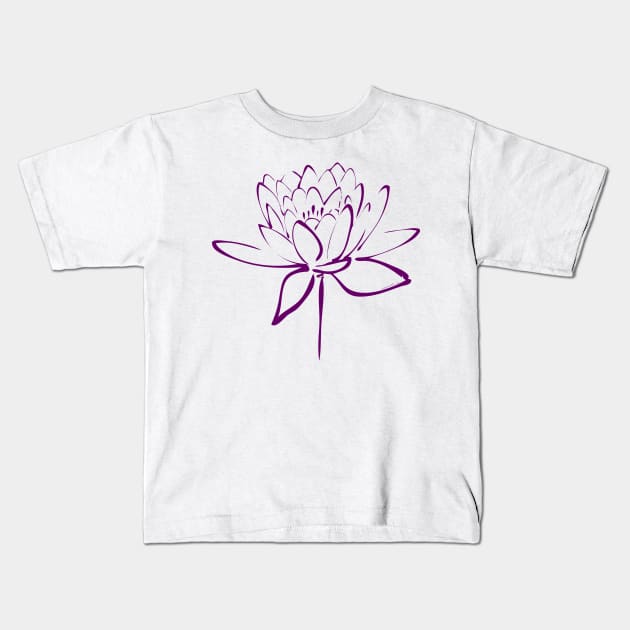 Purple Lotus Calligraphy Kids T-Shirt by MakanaheleCreations